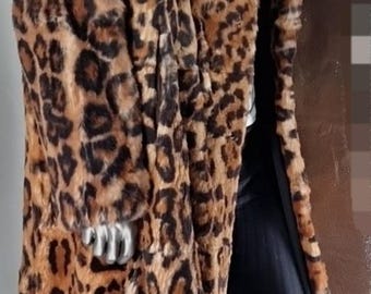MEN'S ANIMAL PRINT Rabbit Fur Coat!Brand New Real Natural Genuine Fur!
