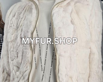 MEN'S REX Fur Jacket!Brand New Real Natural Genuine Fur!
