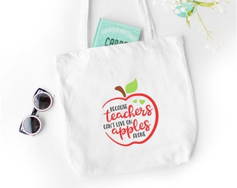 Apple Teacher Gifts | Teacher Tote Bag | End of Year Teacher Gifts | Gifts for Teachers | Canvas Tote Bag | Teacher Appreciation