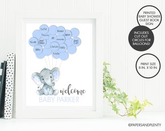 Baby Shower Balloon Guest Book Print | Elephant Baby Shower | Boy Baby Shower | Nursery Art | Alternative Guest Book | Elephant Guest Book