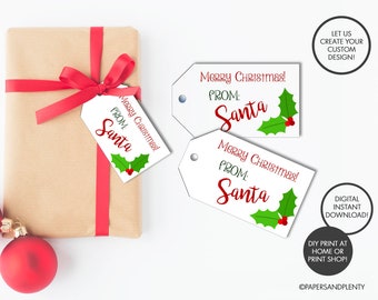 DIGITAL FILE - Printable "From Santa" Gift Tags (DIY) | Christmas Gift Tags | Present Name Tags | Santa Gift Tags | Holiday Gift Tags