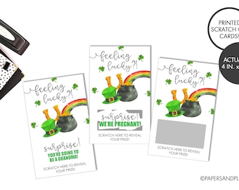 PRINTED Pregnancy Announcement Scratch Off Cards | Rainbow Pregnancy Reveal Scratch Off Cards | St. Patrick's Day Scratch Off Card  New Baby
