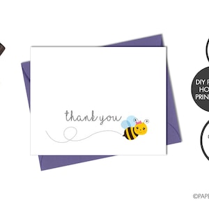 DIGITAL FILE - Bumble Bee Thank You Cards | Thank You Gifts | Kid's Thank You Cards |Thank You Notes | Instant Download | Thank You Gift