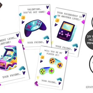 DIGITAL FILE - Kids Video Game Valentine Cards, Printable Valentine Cards, Gamer Valentine Cards, Instant Download, Valentine Cards for Kids