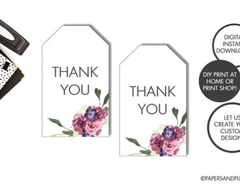 DIGITAL FILE - Printable "Thank You" Favor Gift Tags | Bridal Shower Favor Tags | Thank You Gift Tags | Bridal Gift Tags | Blank Gift Tags