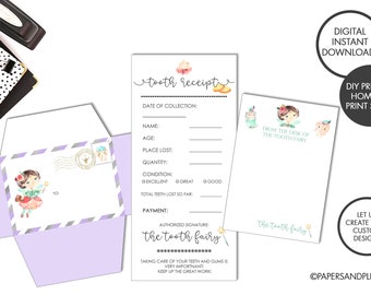 DIGITAL FILE - Tooth Fairy Letter Kit | Tooth Fairy Receipt | From the Tooth Fairy | Tooth Fairy Letter + Envelope Kit  Printable Letter Kit