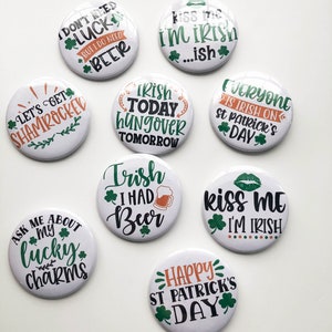 St. Patrick's Day Pin Button Set | Holiday Buttons | Happy St. Patrick ...