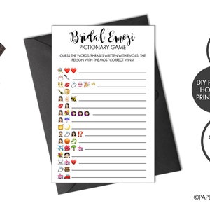 DIGITAL FILE - Bridal Shower Emoji Game | Bachelorette Party Game | Bridal Shower Games | Emoji Picture Game | Wedding Emoji Game