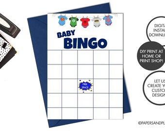 DIGITAL FILE - Superhero Baby Shower BINGO Card | Baby Shower Game | Baby "Bingo" Card | Activities | Superhero Baby