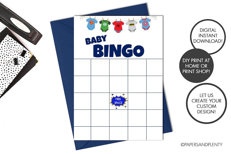 DIGITAL FILE Superhero Baby Shower BINGO Card Baby Shower - Etsy