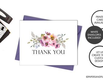 Digital or Printed Thank You Cards | Floral Thank You Notes | Baby Shower | Bridal Shower Thank You | DIY Thank You Card | Thank You Notes