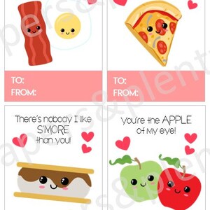 DIGITAL FILE - Printable Food Valentine Cards for Kids Set of 8 (DIY ...