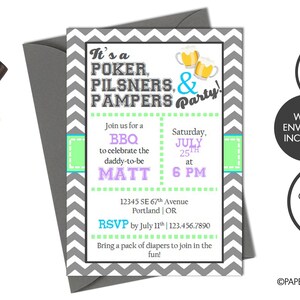 Printed or Digital Daddy Diaper Party Invitation | Baby Shower | Diaper Baby Shower | Beer & BBQ | Daddy-to-be Party | Diaper Poker Party