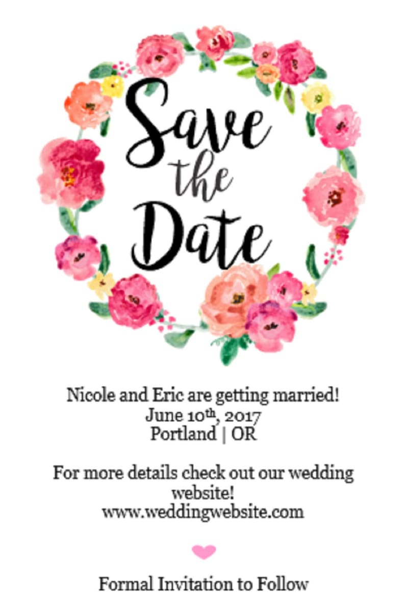 Save the Date Postcard Personalized Save the Dates Spring Wedding Save the Date Digital or Printed Floral Wedding Save the Date