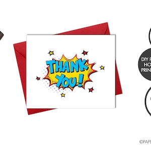 DIGITAL FILE - Superhero Thank You Card | Superhero Baby Shower Thank You Card | Thank You Notes