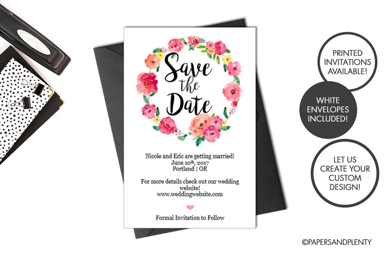 Save the Date Postcard Personalized Save the Dates Spring Wedding Save the Date Digital or Printed Floral Wedding Save the Date