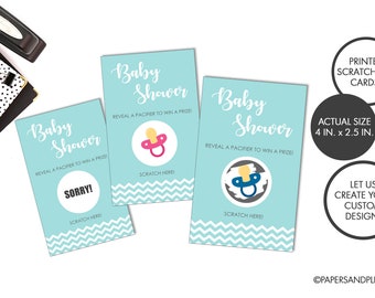 PRINTED Scratch off Cards | Baby Shower Game, Baby Shower Activity, Scratch off Game, Baby Pacifier Shower Game, Gender Reveal Scratch Off