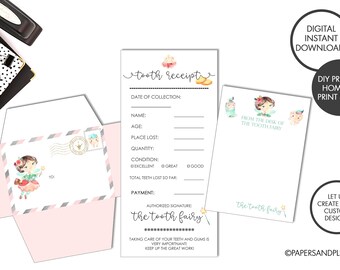 DIGITAL FILE - Tooth Fairy Letter Kit | Tooth Fairy Receipt | From the Tooth Fairy | Tooth Fairy Letter + Envelope Kit Printable Letter Kit