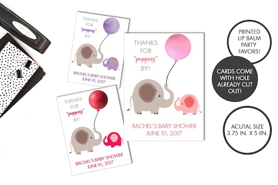 Elephant Lip Balm Baby Shower "Thanks for Popping By" Party Favors | Balloon Favors | EOS Shower Favors | Baby Shower Favors (Girl or Boy)