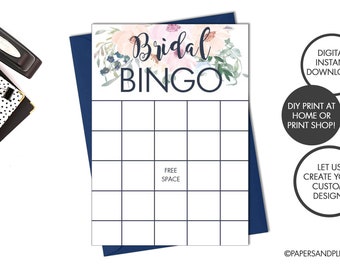 DIGITAL FILE - Bridal Shower BINGO Game Card | Floral Bridal Shower | Bridal Shower Games | Bridal Shower Activity | Instant Download