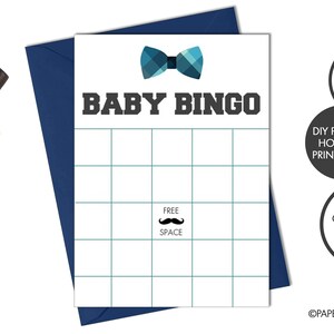 DIGITAL FILE - Baby Shower BINGO Game Card | Little Man Baby Shower | Bow Tie Baby Shower | Baby Shower Games | Plaid Bow Tie Baby Sprinkle