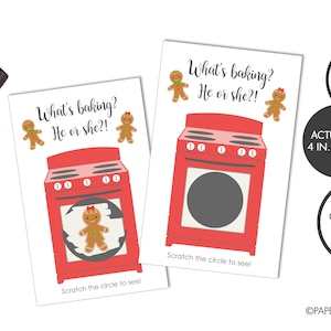 PRINTED Christmas What&#39;s Baking Gender Reveal Scratch Off Cards | Gingerbread | Baby Gender Reveal Party | Team Pink Team Blue  Scratch Game