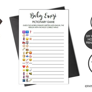 DIGITAL FILE - Baby Shower Emoji Pictionary Game | Baby Shower Game | Printable Baby Shower Game | Guess the Emoji Phrase Game | Baby Game