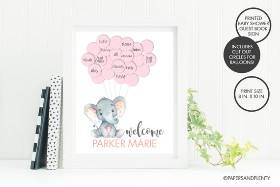 Elephant Baby Shower Guest Book Print Elephant Baby Shower Etsy