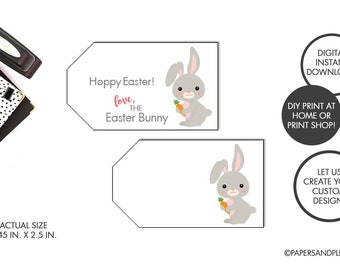 DIGITAL FILE - "From the Easter Bunny" Easter Basket Gift/Name Tags + BONUS Checklist | Easter Gifts for Kids | Easter Basket Gifts