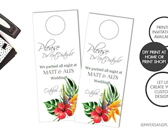 Digital or Printed Tropical Wedding "Do Not Disturb" Sign | Wedding Reception Door Hanger | Wedding Reception Favors | Hotel Door Hanger