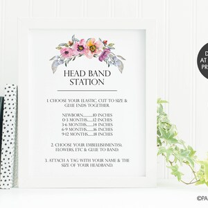DIGITAL FILE - Baby Shower Head Band Station Sign | Baby Shower Decorations | Baby Shower Signage | Head Band Station | Instant Download