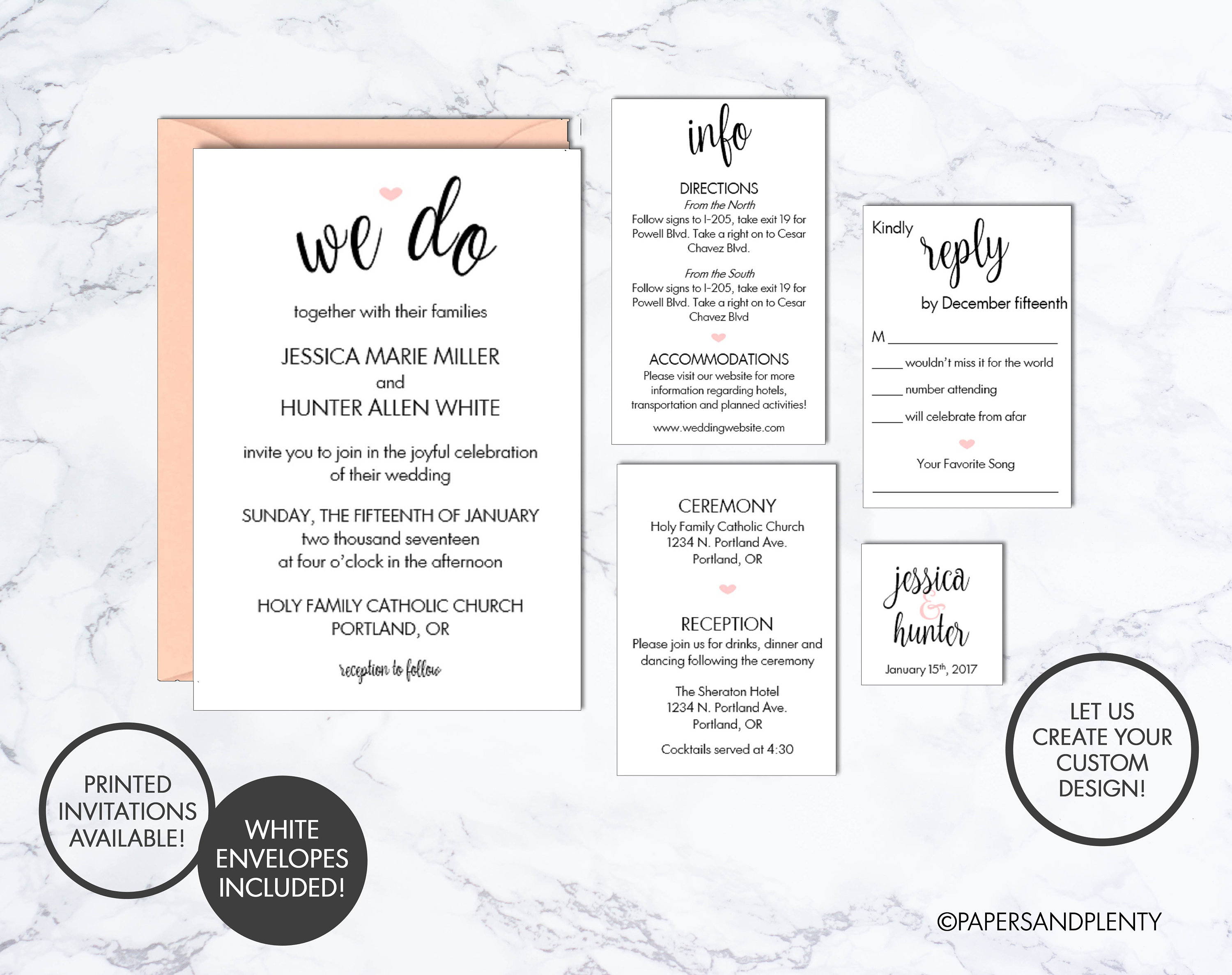 Wedding Invitation Insert Cards we Do Wedding Etsy