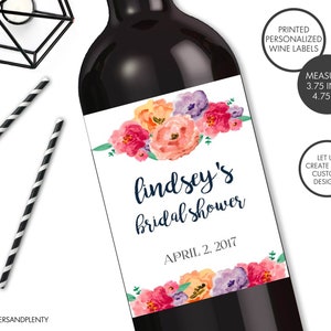 Floral Bridal Shower Champagne/Wine Bottle Labels | Future Mrs. | Floral Bridal Shower | Custom Wine Labels Bridal Shower Wine Bottle Label