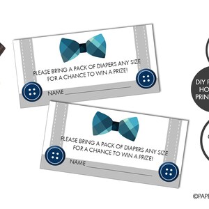 DIGITAL FILE - Baby Shower Diaper Raffle Cards | "Little Man" Baby Shower | Baby Shower Game | Diaper Raffle Ticket | Plaid Bow Tie Shower