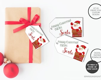 DIGITAL FILE - Christmas "From Santa" Gift Tags | Secret Santa Gift Tags | Merry Christmas From Santa | Christmas Gift Tags | Blank Gift Tag