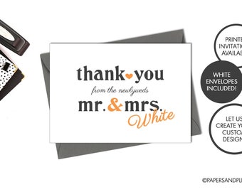 Digital or Printed Newlywed Thank You Card | Wedding Thank You | Wedding Gift Thank You | Printed Couple's Thank You | Wedding Day Card