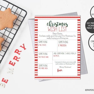DIGITAL FILE - Printable "Dear Santa" Fill in the Blank Christmas Wishlist | Holiday Wish List | Santa Wish List | DIY Christmas List