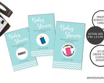 PRINTED Scratch off Cards | Baby Shower Game, Baby Shower Activity, Scratch off Game, Baby Bottle Shower Game, Gender Reveal Scratch Off
