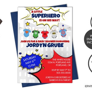 Digital or Printed Superhero Baby Shower Invite | Boy Baby Shower | Comic Superhero Invite | Baby Sprinkle Invite | Superhero Baby Sprinkle