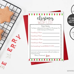 DIGITAL FILE - Printable "Dear Santa" Fill in the Blank Christmas Wishlist | DIY Christmas List | Santa Wishlist | Holiday Wish List