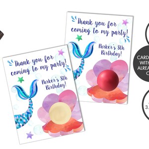 Printed Mermaid Birthday Lip Balm Party Favors | EOS Birthday Favors | Birthday Lip Balm Favor Cards | Kids Party Favors | Lip Balm Cards