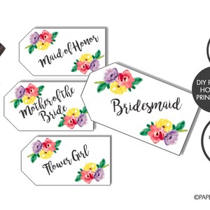 Floral Bridal Party Gift Tags | Bridal Party Gifts | Flower Girl | Bridesmaid Gifts | Survival Kits | Gift Tags