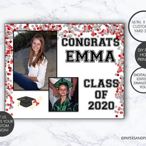 DIGITAL FILE - Graduation Photo Yard Sign | Class of 2023 | Graduation Photo 18x24 Sign | Grad Party Photo Prop Frame | Congratulations