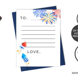 PRINTED Kids Birthday Fill-in-the-Blank Thank You Card, Kids Thank You Notes, 4th of July Party Thank You Note, Firecracker Thank You Card
