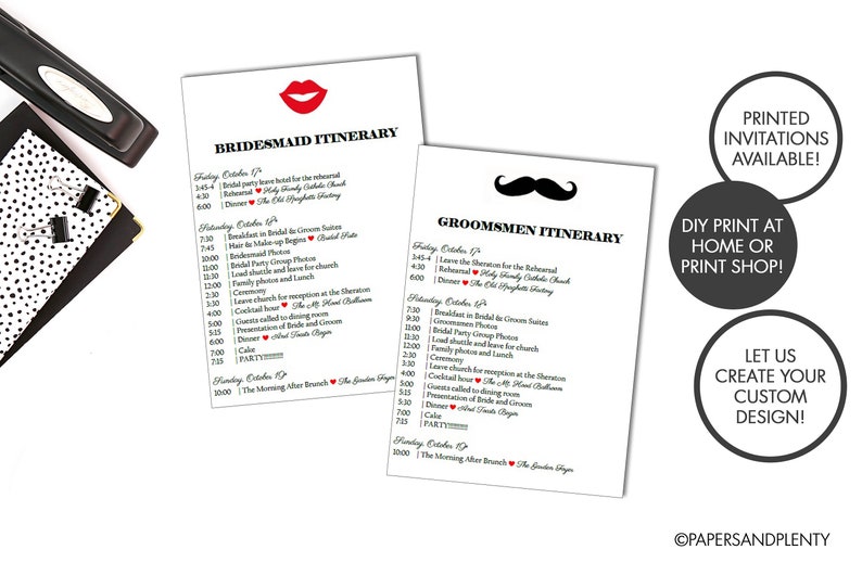 Bridal Party Itinerary Wedding Weekend Itinerary Wedding Etsy
