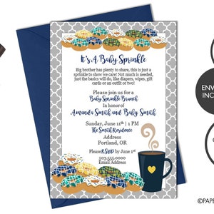 Digital or Printed Donut Baby Sprinkle Invitation | Doughnut Baby Sprinkle | Coffee & Donuts Baby Shower Invite | Boy Baby Sprinkle
