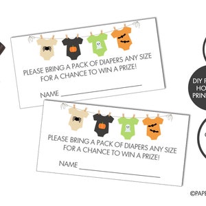 DIGITAL FILE - Halloween Baby Shower Diaper Raffle Cards | Little Pumpkin Shower| Baby Shower Games | Diaper Raffle Tickets | October Baby