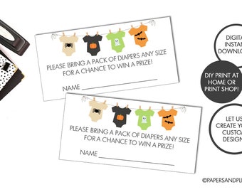 DIGITAL FILE - Halloween Baby Shower Diaper Raffle Cards | Little Pumpkin Shower| Baby Shower Games | Diaper Raffle Tickets | October Baby
