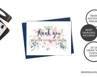 DIGITAL or PRINTED Bridal Shower "From the Future Mrs." Thank You Card | Bachelorette Thank You Card | Bridal Thank You Notes | Bridal Card