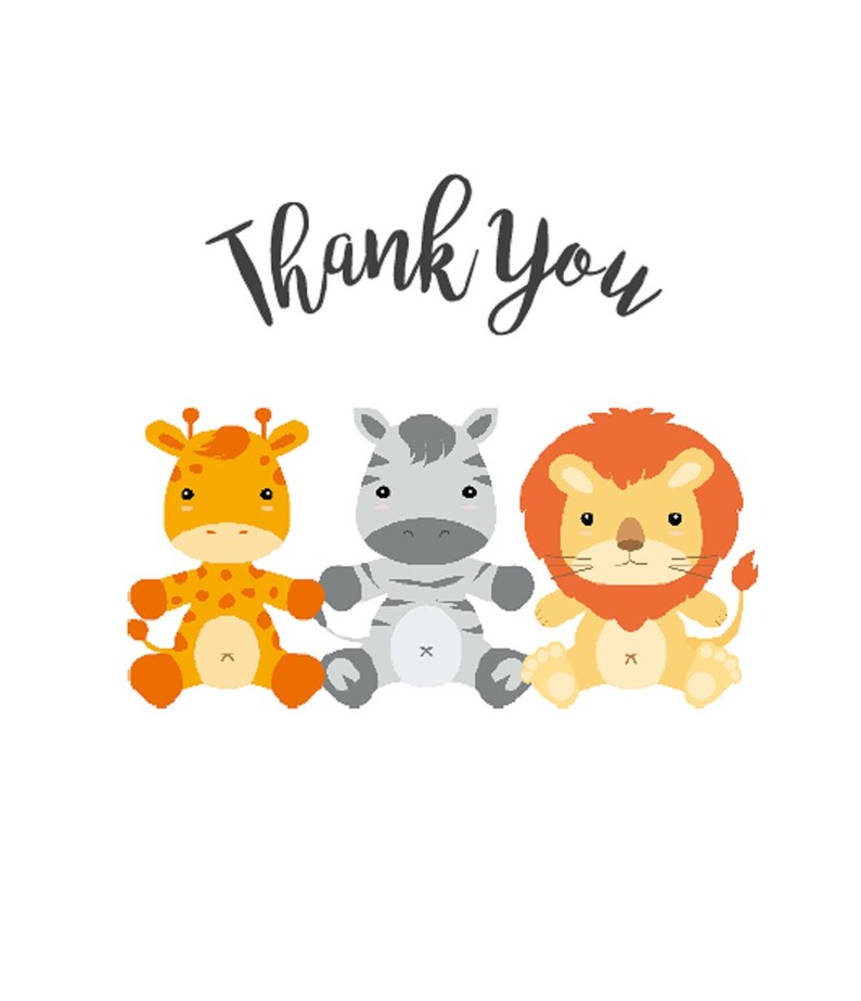 DIGITAL FILE Jungle Baby Shower Thank You Cards Safari Etsy